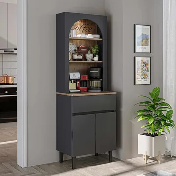 Skap til kaffebar Kalune Design Ledli (60 x 179 x 41,8 cm) Antrasitt - Oppbevaring - Skap - Barskap