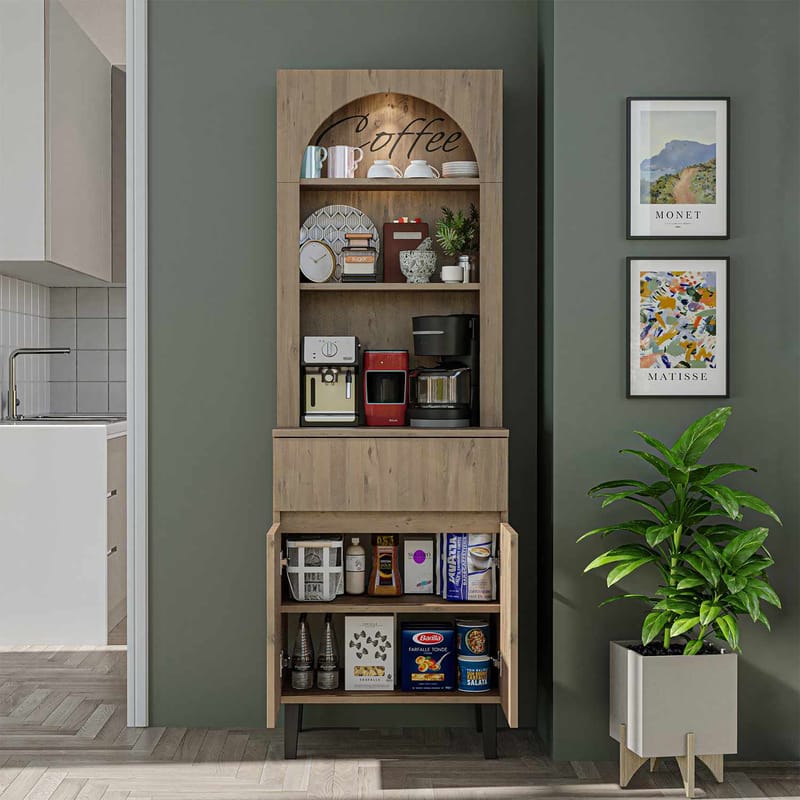 Skap til kaffebar Kalune Design Ledli (60 x 179 x 41,8 cm) Atlantic Pine - Oppbevaring - Skap - Barskap