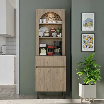 Skap til kaffebar Kalune Design Ledli (60 x 179 x 41,8 cm) Atlantic Pine - Oppbevaring - Skap - Barskap