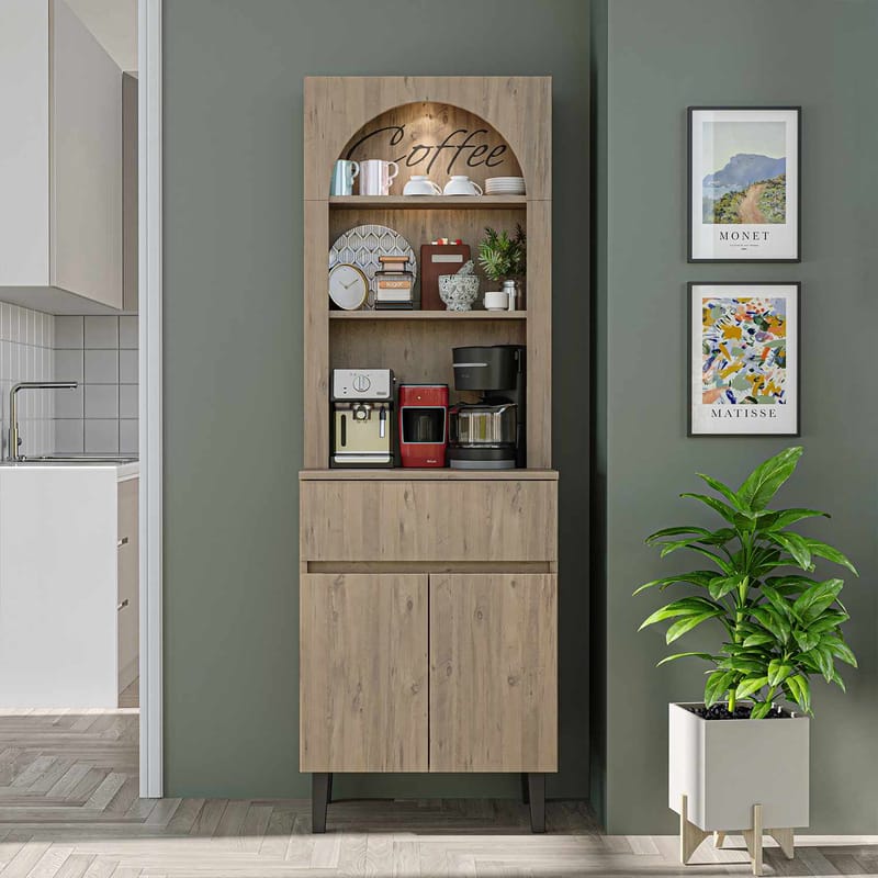 Skap til kaffebar Kalune Design Ledli (60 x 179 x 41,8 cm) Atlantic Pine - Oppbevaring - Skap - Barskap