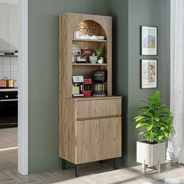 Skap til kaffebar Kalune Design Ledli (60 x 179 x 41,8 cm) Atlantic Pine - Oppbevaring - Skap - Barskap