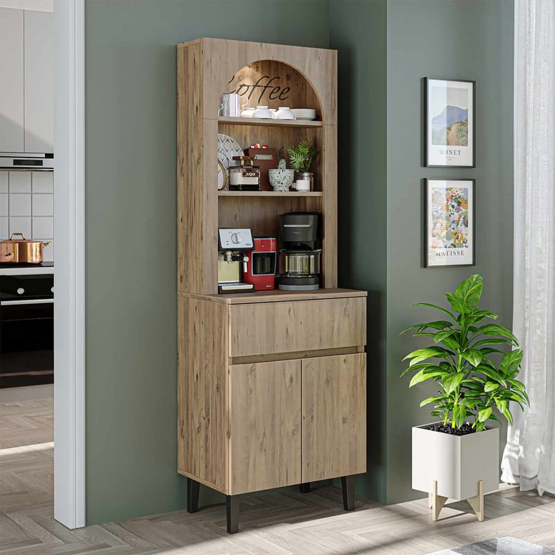 Skap til kaffebar Kalune Design Ledli (60 x 179 x 41,8 cm) Atlantic Pine - Oppbevaring - Skap - Barskap