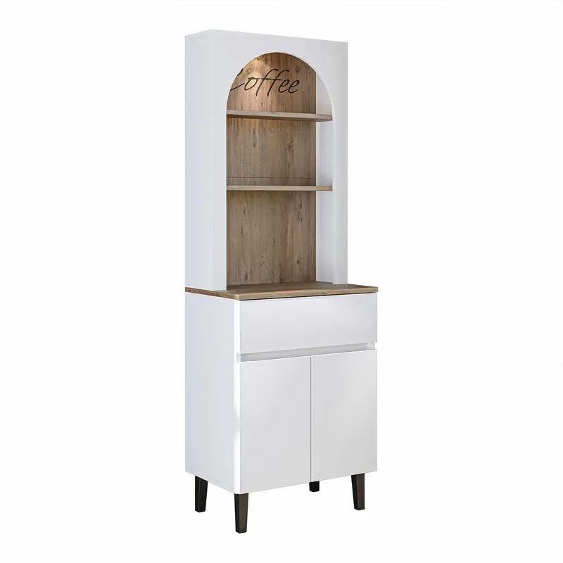 Skap til kaffebar Kalune Design Ledli (60 x 179 x 41,8 cm) Hvit atlantisk furu