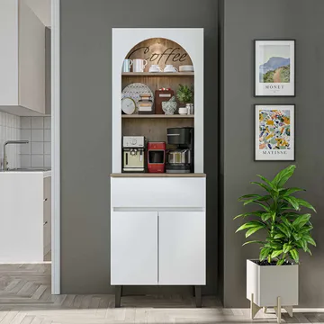 Skap til kaffebar Kalune Design Ledli (60 x 179 x 41,8 cm) Hvit atlantisk furu - Oppbevaring - Skap - Barskap