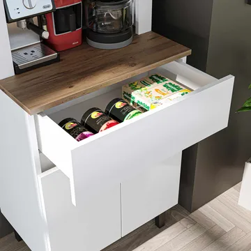 Skap til kaffebar Kalune Design Ledli (60 x 179 x 41,8 cm) Hvit atlantisk furu - Oppbevaring - Skap - Barskap