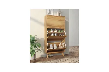 Skoplagring Ezra 3 klaffer 60x24x125 cm, Wotan eik - 60x24x125 cm, Wotan eik - Oppbevaring - Skap - Oppbevaringsskap