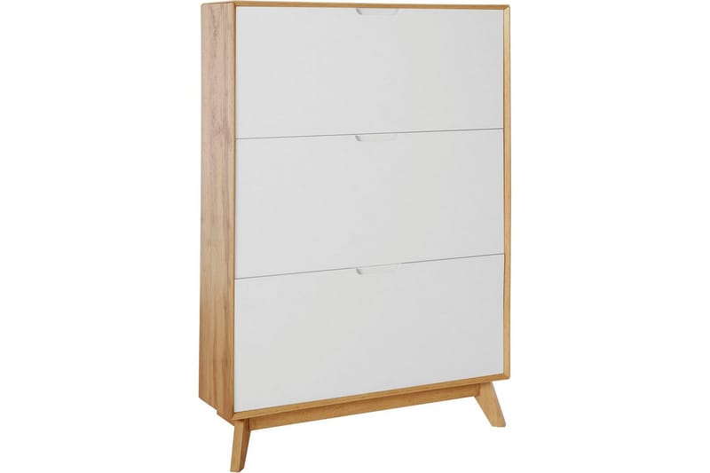 Skoplagring Ezra 3 klaffer 89x24x125 cm, Wotan eik/hvit - 89x24x125 cm, Wotan eik/hvit - Oppbevaring - Skap - Oppbevaringsskap