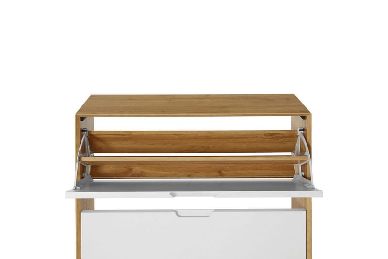 Skoplagring Ezra 3 klaffer 89x24x125 cm, Wotan eik/hvit - 89x24x125 cm, Wotan eik/hvit - Oppbevaring - Skap - Oppbevaringsskap