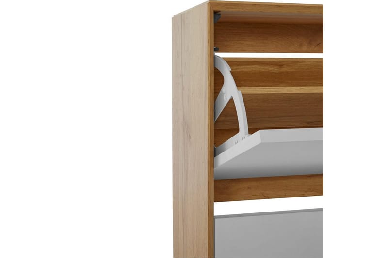 Skoplagring Ezra 3 klaffer 89x24x125 cm, Wotan eik/hvit - 89x24x125 cm, Wotan eik/hvit - Oppbevaring - Skap - Oppbevaringsskap
