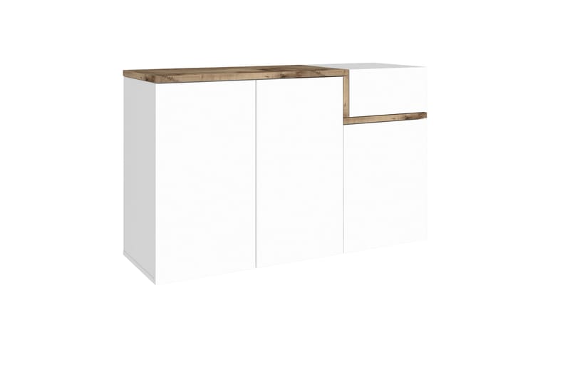 Skoskåp Zeinia 80x40 cm 3 Dører - Natur/Lønnfarge/Hvit Høyglans - Skoskap - Entreoppbevaring - Oppbevaringsskap
