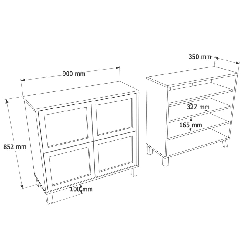 Skoskap Hanah Home Dune (90 x 85,2 x 35 cm) Eik - Eik - Oppbevaring - Skap - Oppbevaringsskap