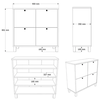 Skoskap Hanah Home Nord (90 x 85,2 x 35 cm) White Oak - Hvit eik - Oppbevaring - Skap - Oppbevaringsskap