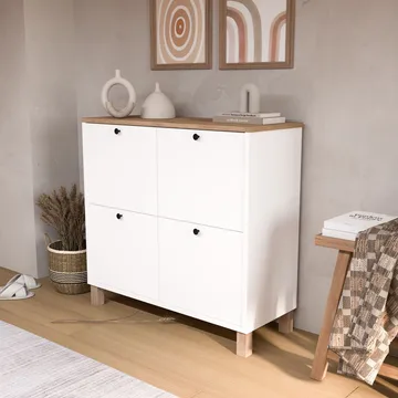 Skoskap Hanah Home Nord (90 x 85,2 x 35 cm) White Oak - Hvit eik - Oppbevaring - Skap - Oppbevaringsskap