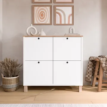 Skoskap Hanah Home Nord (90 x 85,2 x 35 cm) White Oak - Hvit eik - Oppbevaring - Skap - Oppbevaringsskap
