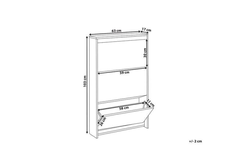 Skoskap Midfield Hvit, Sølv, 63x17x103 cm - Hvit, Sølv, 63x17x103 cm - Oppbevaring - Skap - Oppbevaringsskap