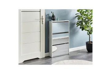 Skoskap Midfield Hvit, Sølv, 63x17x103 cm - Hvit, Sølv, 63x17x103 cm - Oppbevaring - Skap - Oppbevaringsskap