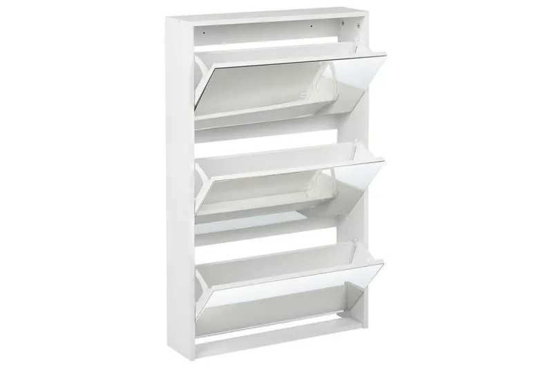 Skoskap Midfield Hvit, Sølv, 63x17x103 cm - Hvit, Sølv, 63x17x103 cm - Oppbevaring - Skap - Oppbevaringsskap