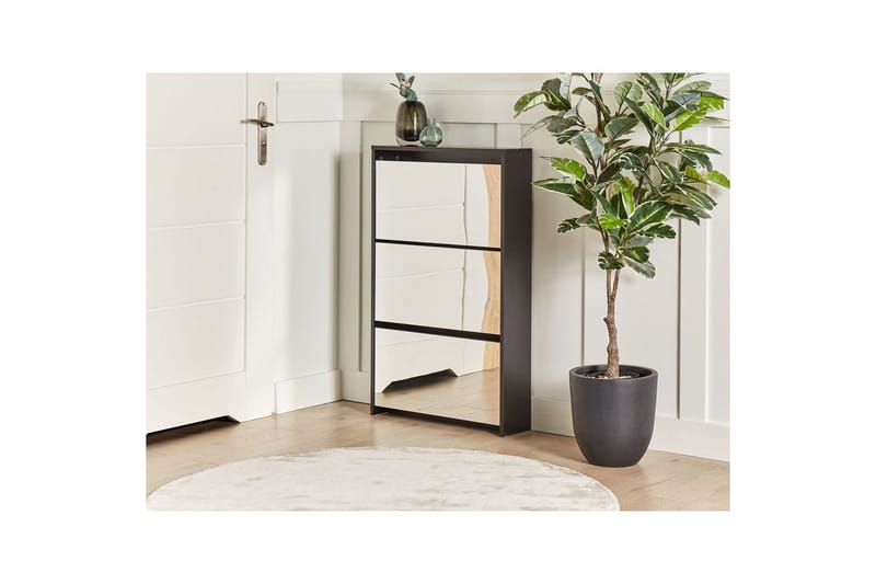 Skoskap Midfield Sort, Sølv, 63x17x103 cm - Sort, Sølv, 63x17x103 cm - Oppbevaring - Skap - Oppbevaringsskap