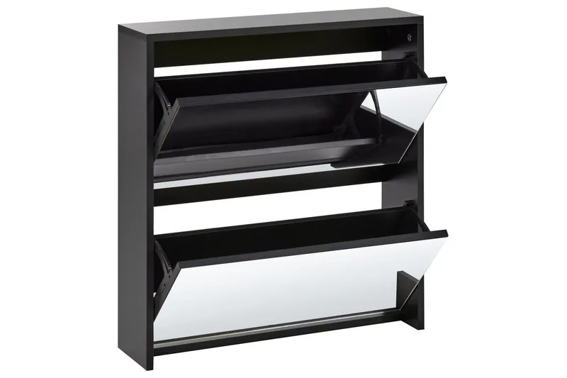 Skoskap Midfield Sort, Sølv, 63x17x67 cm - Sort, Sølv, 63x17x67 cm - Oppbevaring - Skap - Oppbevaringsskap