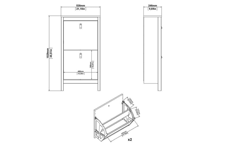 Skoskap Tvilum Vallvidera Skoskap 54 cm Beige - Oppbevaring - Skap - Oppbevaringsskap