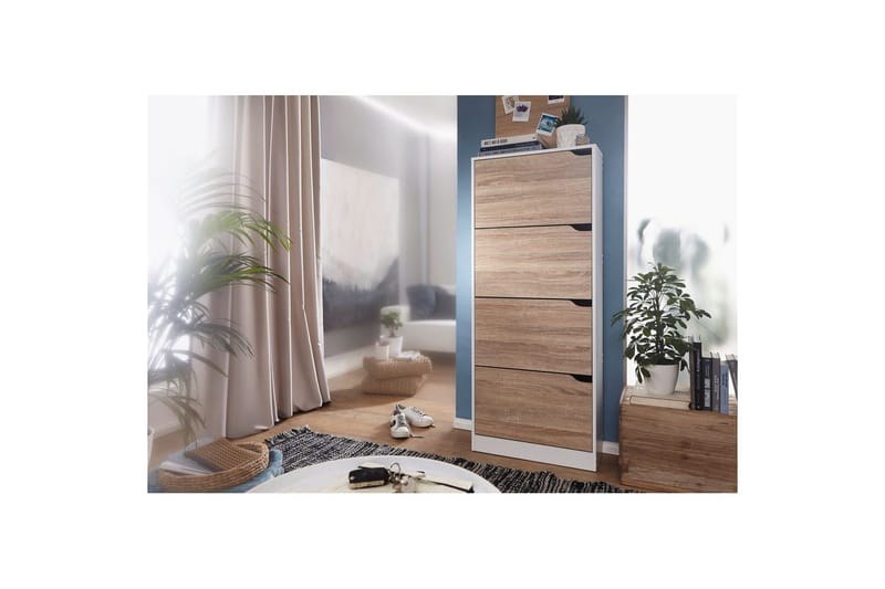 Skoskap Wohnling Foliert Sponplate 4 Utrekkbare Rom for 24 Par - Oppbevaring - Skap - Oppbevaringsskap