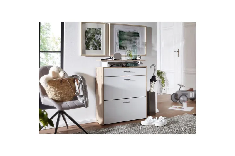 Skoskap Wohnling Foliert sponplate med hylleoppbevaring, 2 vippet ut rom, 1 skuff - Oppbevaring - Skap - Oppbevaringsskap