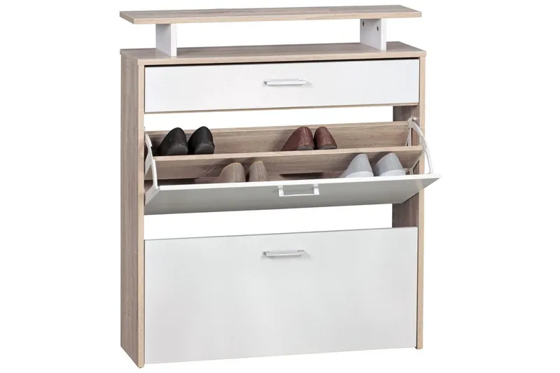 Skoskap Wohnling Foliert sponplate med hylleoppbevaring, 2 vippet ut rom, 1 skuff