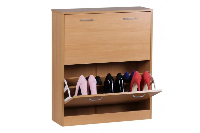 Skoskap Wohnling KIEL med 2 vippbare rom, foliert sponplate Bøk, Bøk