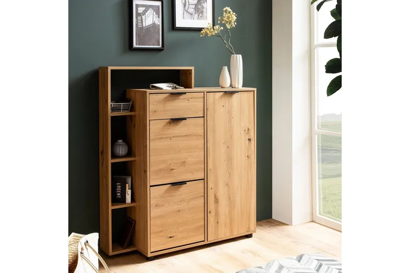 Skoskap Wohnling Massa 2 Uttrekkbare Rom for 12 Par Foliert Sponplate med 1 Dør Hylle - Oppbevaring - Skap - Oppbevaringsskap