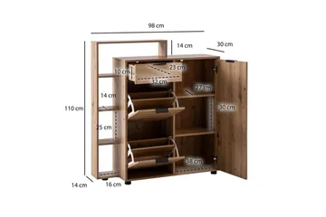 Skoskap Wohnling Massa 2 Uttrekkbare Rom for 12 Par Foliert Sponplate med 1 Dør Hylle - Oppbevaring - Skap - Oppbevaringsskap