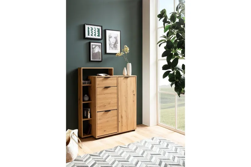 Skoskap Wohnling Massa 2 Uttrekkbare Rom for 12 Par Foliert Sponplate med 1 Dør Hylle - Oppbevaring - Skap - Oppbevaringsskap