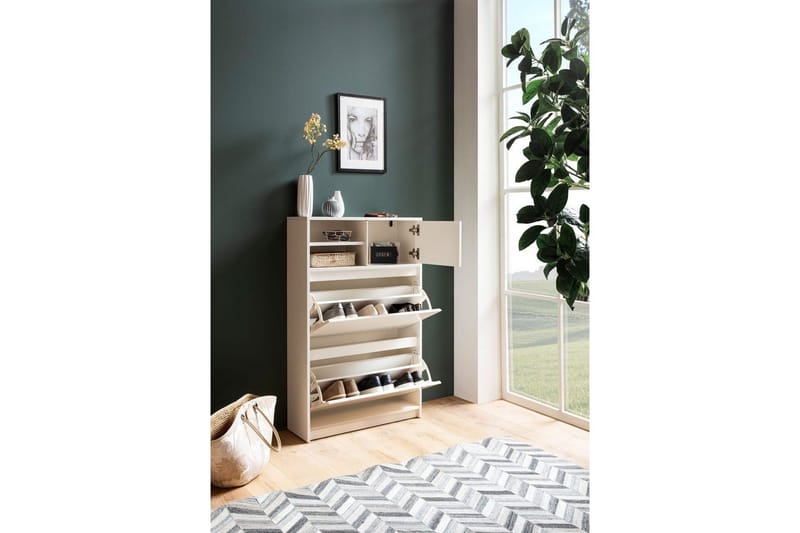 Skoskap Wohnling med 2 vippetromler 1 dør melaminbelagt MDF moderne - Oppbevaring - Skap - Oppbevaringsskap