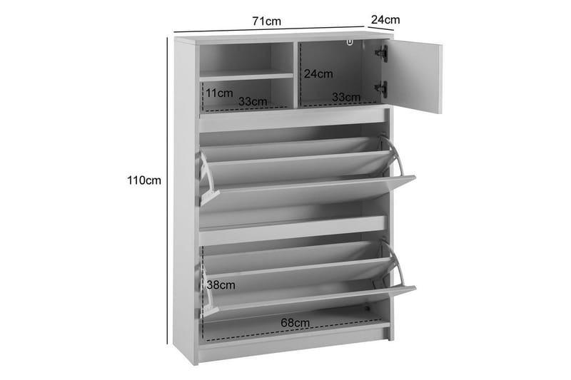 Skoskap Wohnling med 2 vippetromler 1 dør melaminbelagt MDF moderne - Oppbevaring - Skap - Oppbevaringsskap