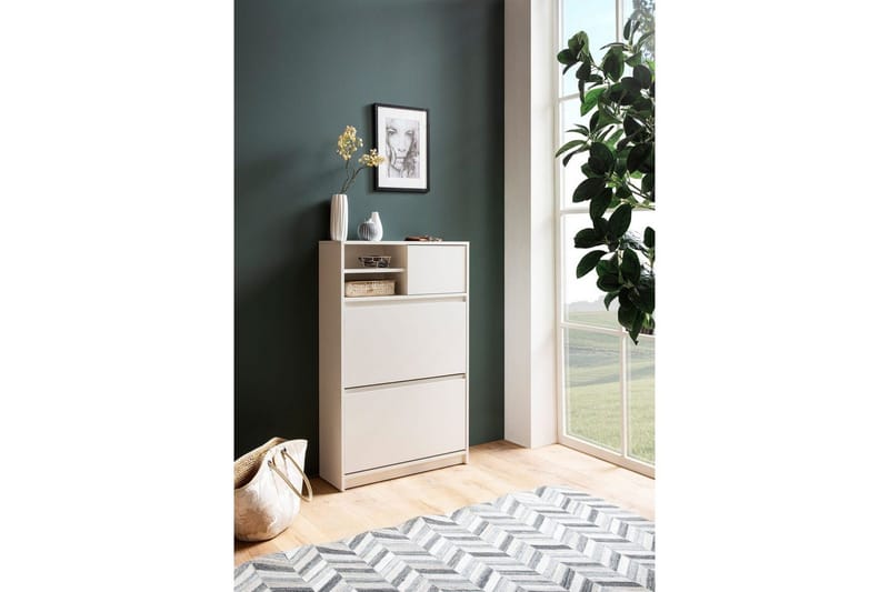 Skoskap Wohnling med 2 vippetromler 1 dør melaminbelagt MDF moderne - Oppbevaring - Skap - Oppbevaringsskap