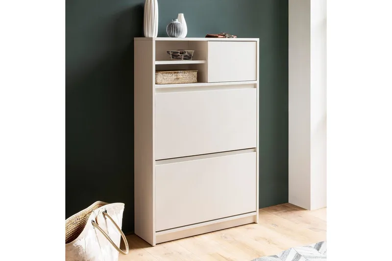 Skoskap Wohnling med 2 vippetromler 1 dør melaminbelagt MDF moderne - Oppbevaring - Skap - Oppbevaringsskap