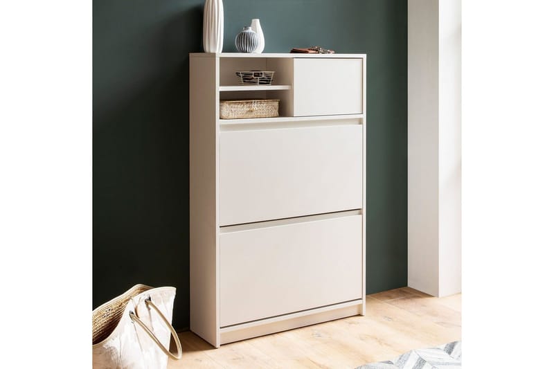 Skoskap Wohnling med 2 vippetromler 1 dør melaminbelagt MDF moderne - Oppbevaring - Skap - Oppbevaringsskap