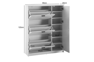 Skoskap Wohnling med 3 vippbare rom 1 dør melaminbelagt MDF moderne - Oppbevaring - Skap - Oppbevaringsskap