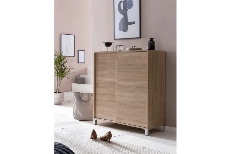 Skoskap Wohnling melaminbelagt MDF, skyvedører, for 20 par Sonoma - Sonoma - Oppbevaring - Skap - Oppbevaringsskap