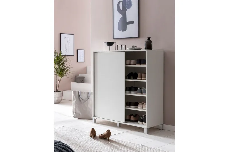 Skoskap Wohnling melaminbelagt MDF, skyvedører, for 20 par Hvit - Hvit - Oppbevaring - Skap - Oppbevaringsskap