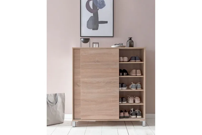 Skoskap Wohnling melaminbelagt MDF, skyvedører, for 20 par Sonoma - Sonoma - Oppbevaring - Skap - Oppbevaringsskap