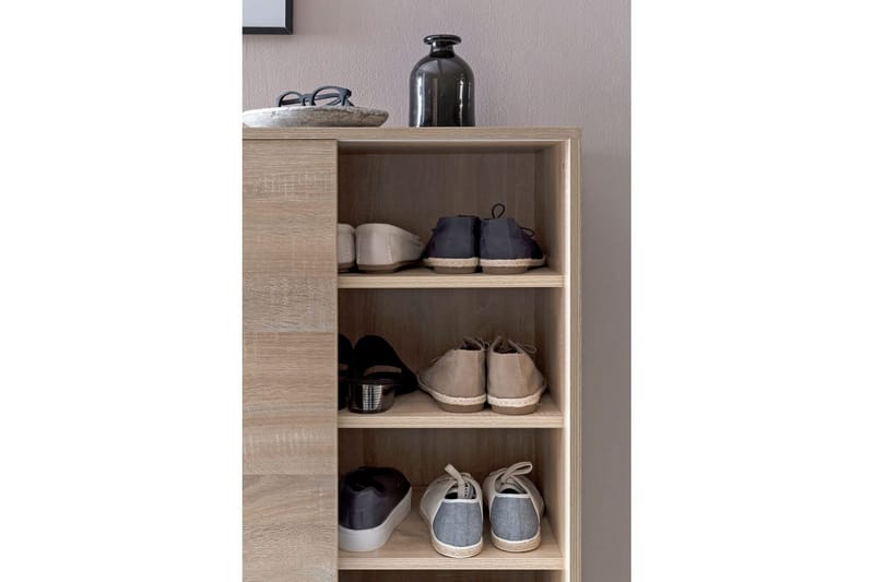 Skoskap Wohnling melaminbelagt MDF, skyvedører, for 20 par Sonoma - Sonoma - Oppbevaring - Skap - Oppbevaringsskap