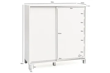 Skoskap Wohnling melaminbelagt MDF, skyvedører, for 20 par Hvit - Hvit - Oppbevaring - Skap - Oppbevaringsskap