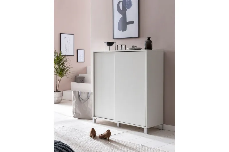 Skoskap Wohnling melaminbelagt MDF, skyvedører, for 20 par Hvit - Hvit - Oppbevaring - Skap - Oppbevaringsskap