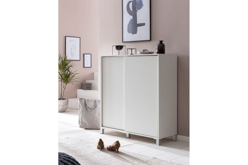 Skoskap Wohnling melaminbelagt MDF, skyvedører, for 20 par Hvit - Hvit - Oppbevaring - Skap - Oppbevaringsskap