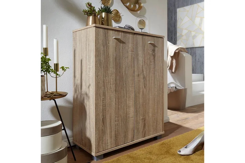 Skoskap Wohnling NIMES for 12 par og 2 dører, foliert sponplate Sonoma - Sonoma - Oppbevaring - Skap - Oppbevaringsskap