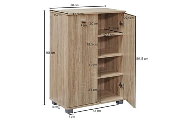 Skoskap Wohnling NIMES for 12 par og 2 dører, foliert sponplate Sonoma - Sonoma - Oppbevaring - Skap - Oppbevaringsskap
