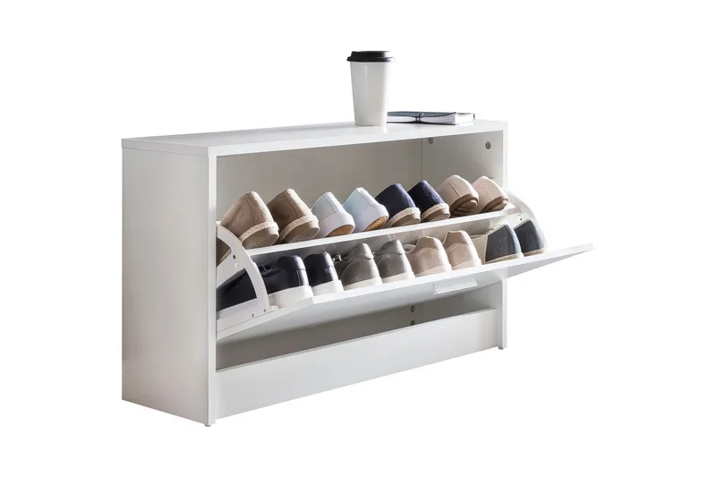 Skoskap Wohnling SPLIT med uttrekkbare rom, foliert sponplate Hvit, Hvit