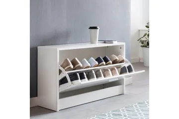 Skoskap Wohnling SPLIT med uttrekkbare rom, foliert sponplate Hvit - Hvit - Oppbevaring - Skap - Oppbevaringsskap