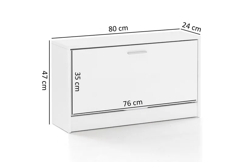 Skoskap Wohnling SPLIT med uttrekkbare rom, foliert sponplate Hvit - Hvit - Oppbevaring - Skap - Oppbevaringsskap
