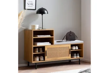 Skoskap Wohnling Polstret benk med skyvedør av Wienervevingoptikk Moderne - Oppbevaring - Skooppbevaring - Skobenk & skohylle med benk